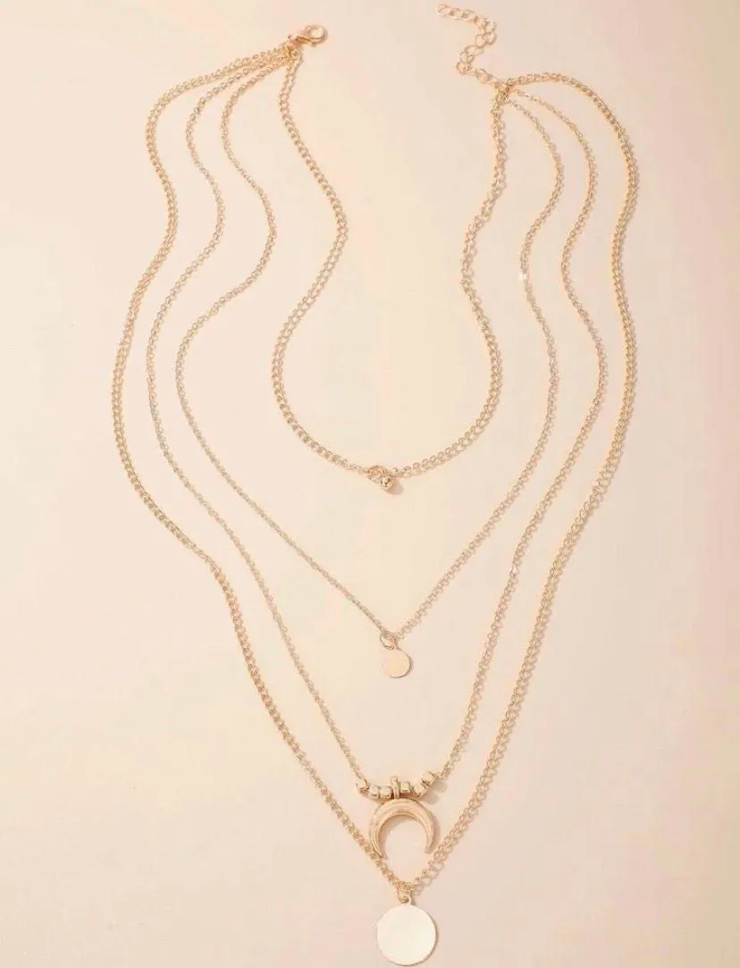 Boutique Gold Disc Charm Layered Necklace - Image 2