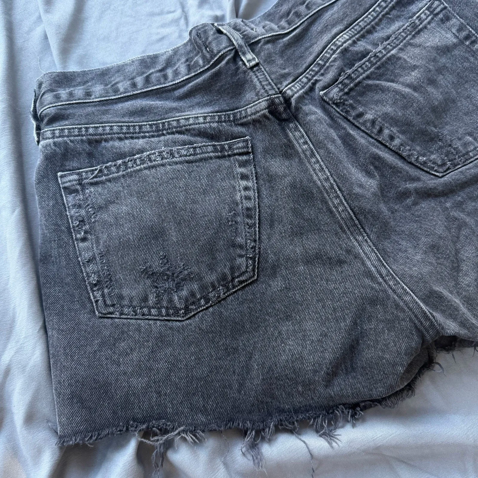 AGOLDE Faded Black 100% Organic Cotton Denim Button-Fly Parker Shorts Size 28 - Image 4