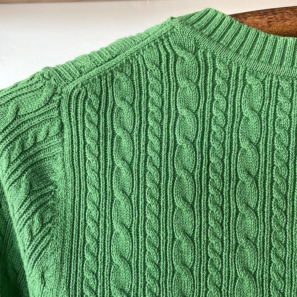 Old Navy Emerald Green Cotton Cable Knit Scoop Neck Sweater Sz M - Image 5