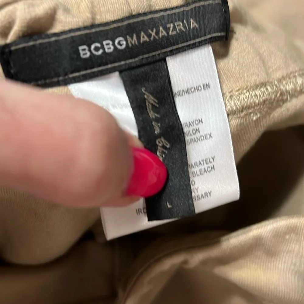 BCBG Maxazria Trouser Leggings Pants Slacks Skinny L Beige/Tan - Image 5