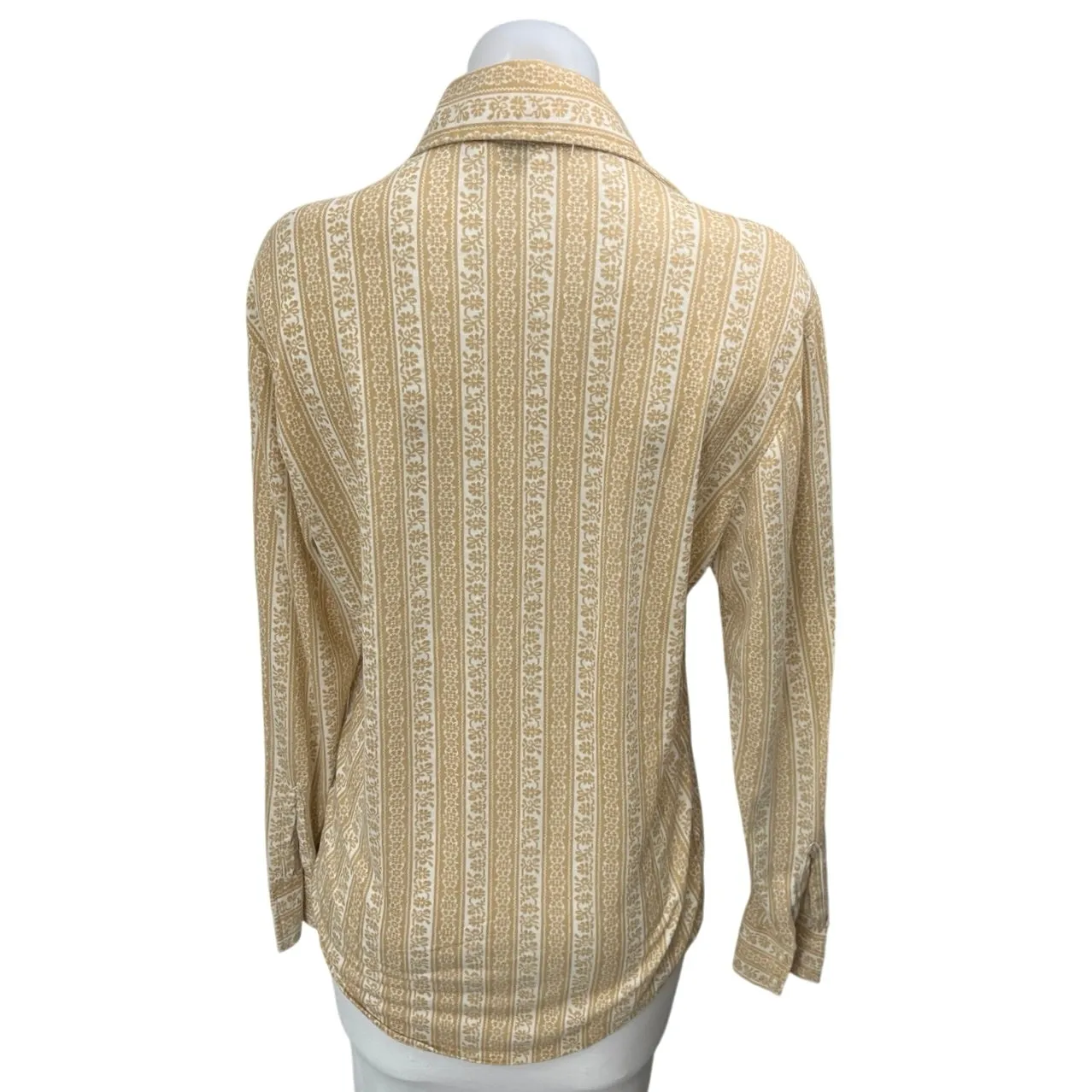 Towncraft Penneys Yellow Floral Striped Long Sleeve Button Down Shirt Top Size S - Image 2