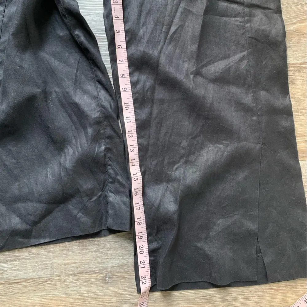 Foil Wide Leg Black 100% Linen Capri Pants 8 - Image 4