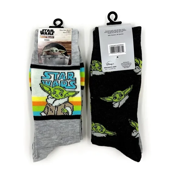 Star Wars Crew Socks Mens Womens Disney The Mandalorian Grogu Baby Yoda Fun Gift - Image 2