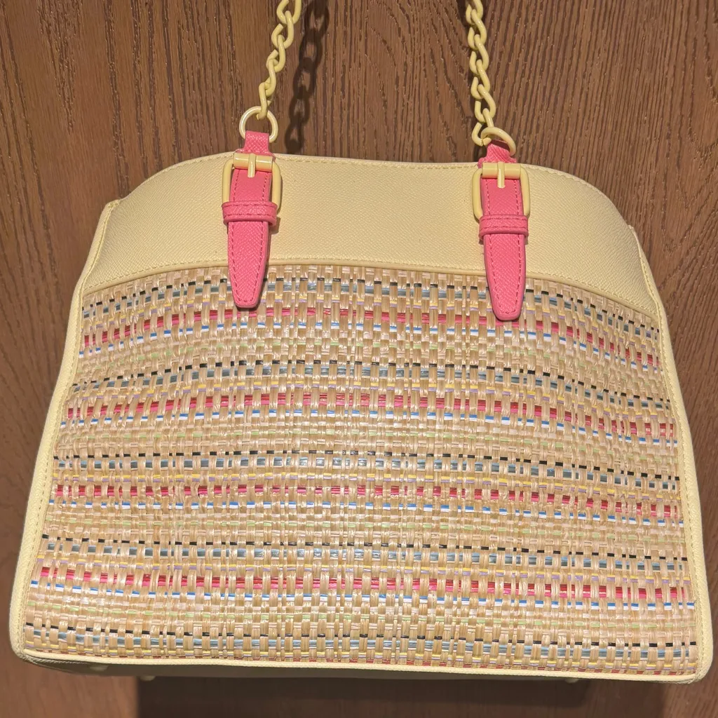 BETSEY JOHNSON Bag XOBECA-U Straw Tote - Yellow Floral Daisy 118.0 NWT - Image 9