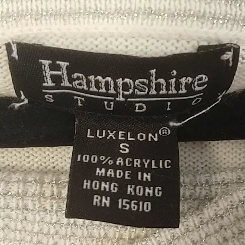 Hampshire Studio cowl neck sweater sequin sz S 490 Silver - Image 5