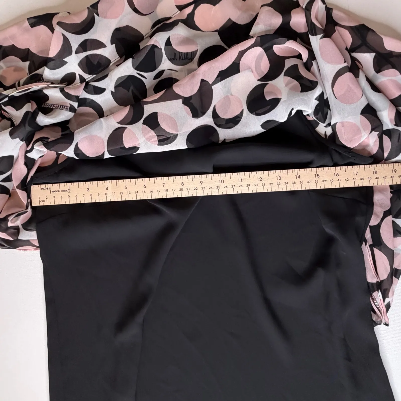 Joseph Ribkoff Polka Dot Sheer Overlay Blouse Size 4 Retro Lightweight Lined - Image 9