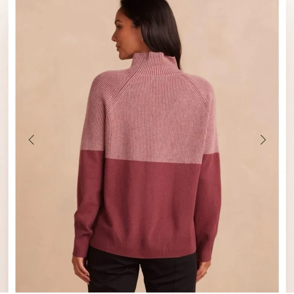 Summersalt Luxe Cashmere Blend Two-Tone Sweater in Rosewood & Shell Size Small - Image 3