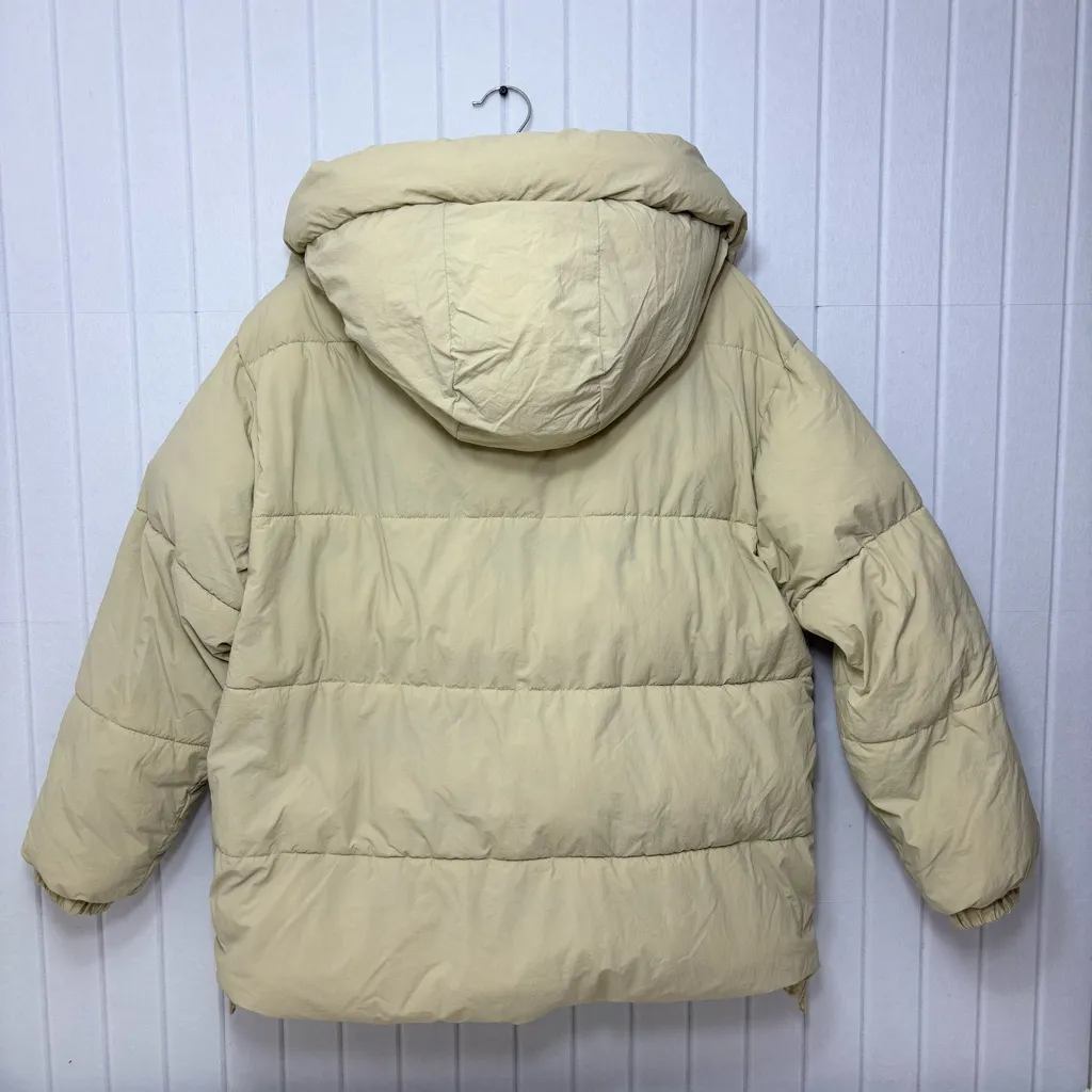 Zara Light Beige Puffer Jacket Full Zip Water Repellent Oversize Size M - Image 5