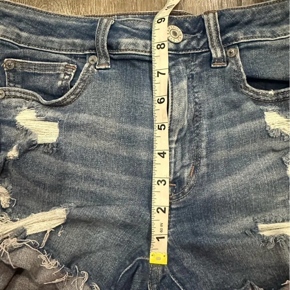 American Eagle Denim Jean Shorts Women's Next Level Stretch Hi Rise Shorty Sz 6 - Image 10