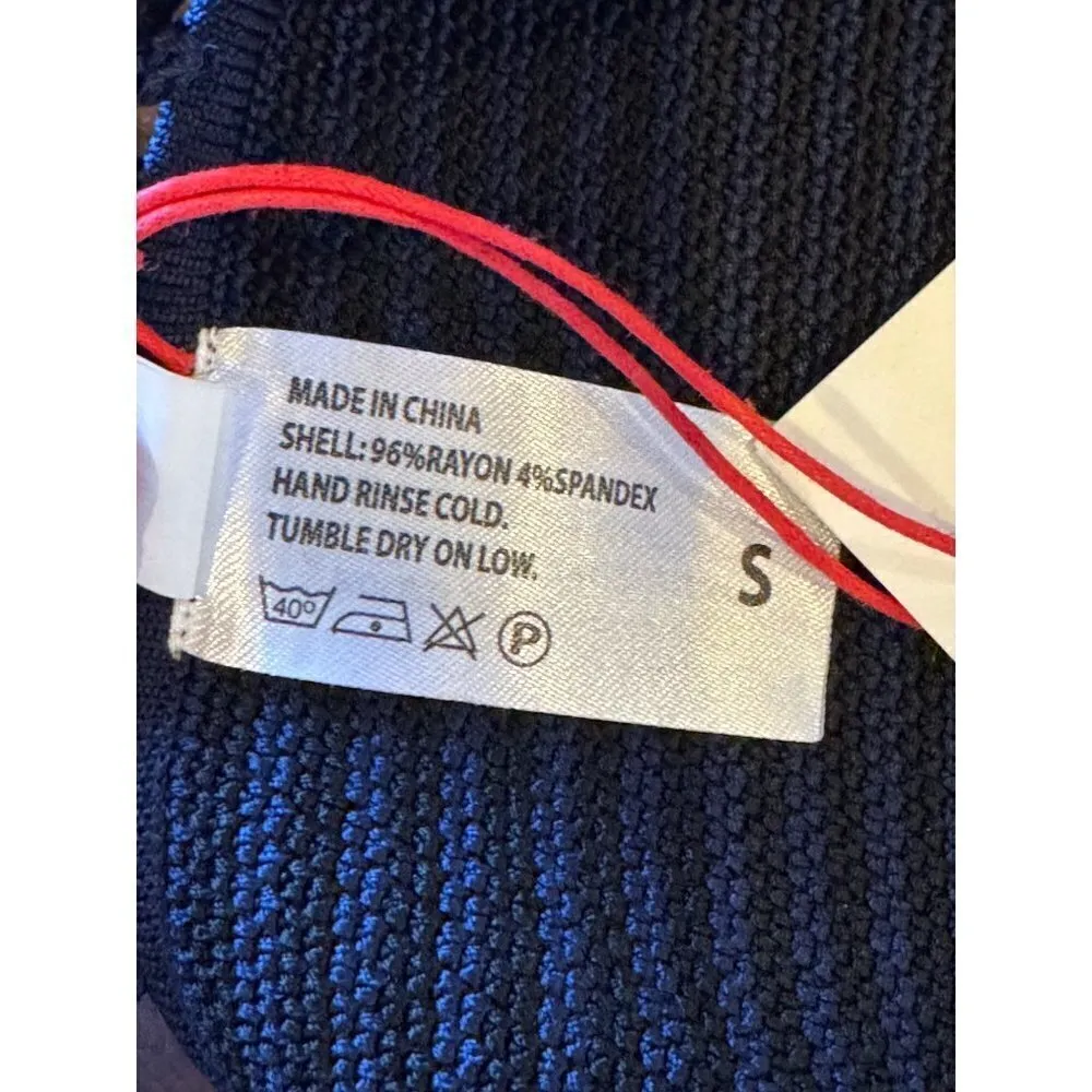 Solid & Striped Navy Blue Black Knit Crochet Tie Side The Clara Bikini Bottom S - Image 10