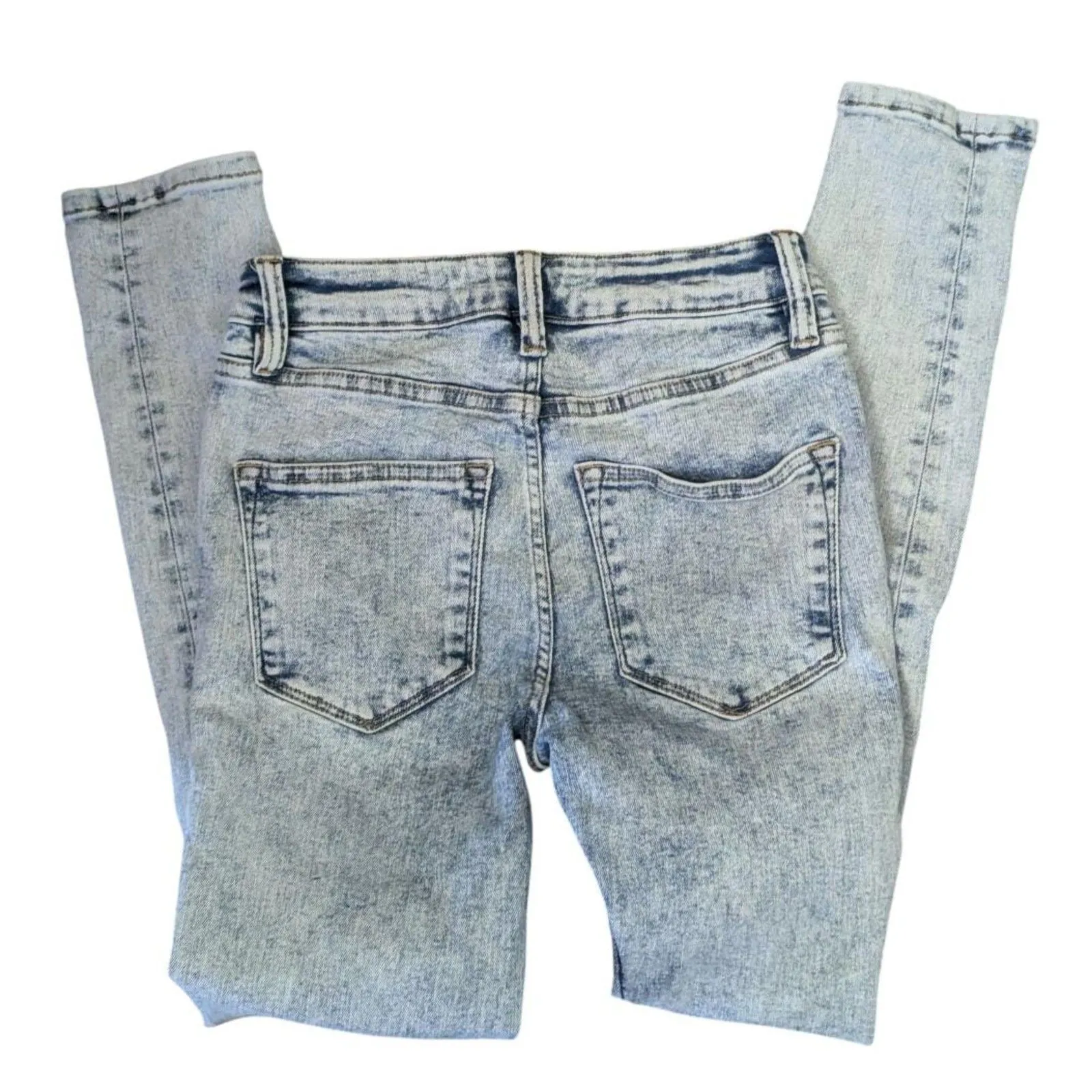 AllSaints Dax Acid Wash Skinny Jeans, W25 Blue Size 25 - Image 5