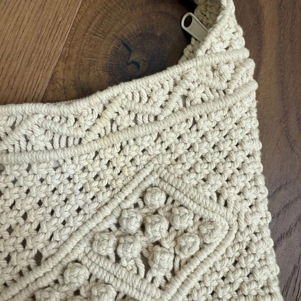 Vintage 70s Macrame Shoulder Sling Bag Boho - Image 3