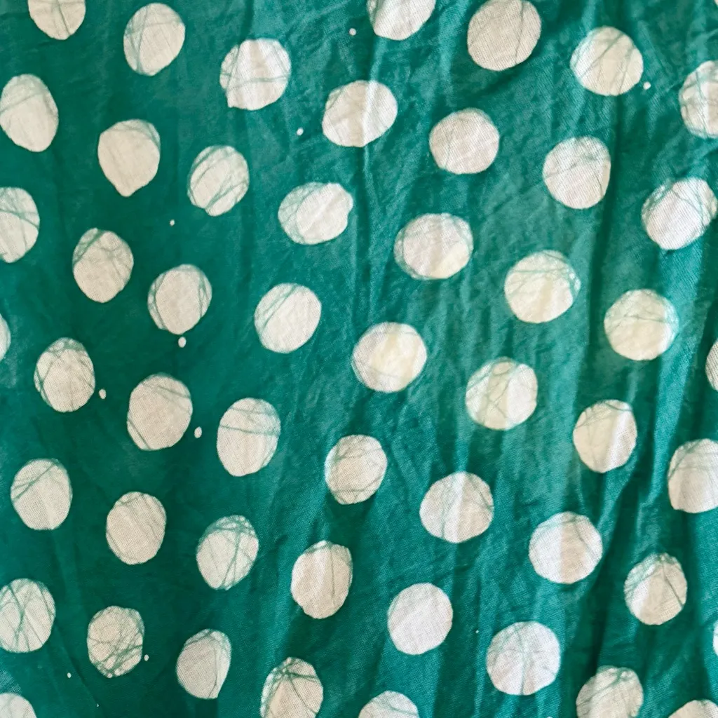 MATTA NYC Kali Ambu Wrap Skirt, Green & White Polka Dot Cotton Ruffle sz. M/L - Image 11