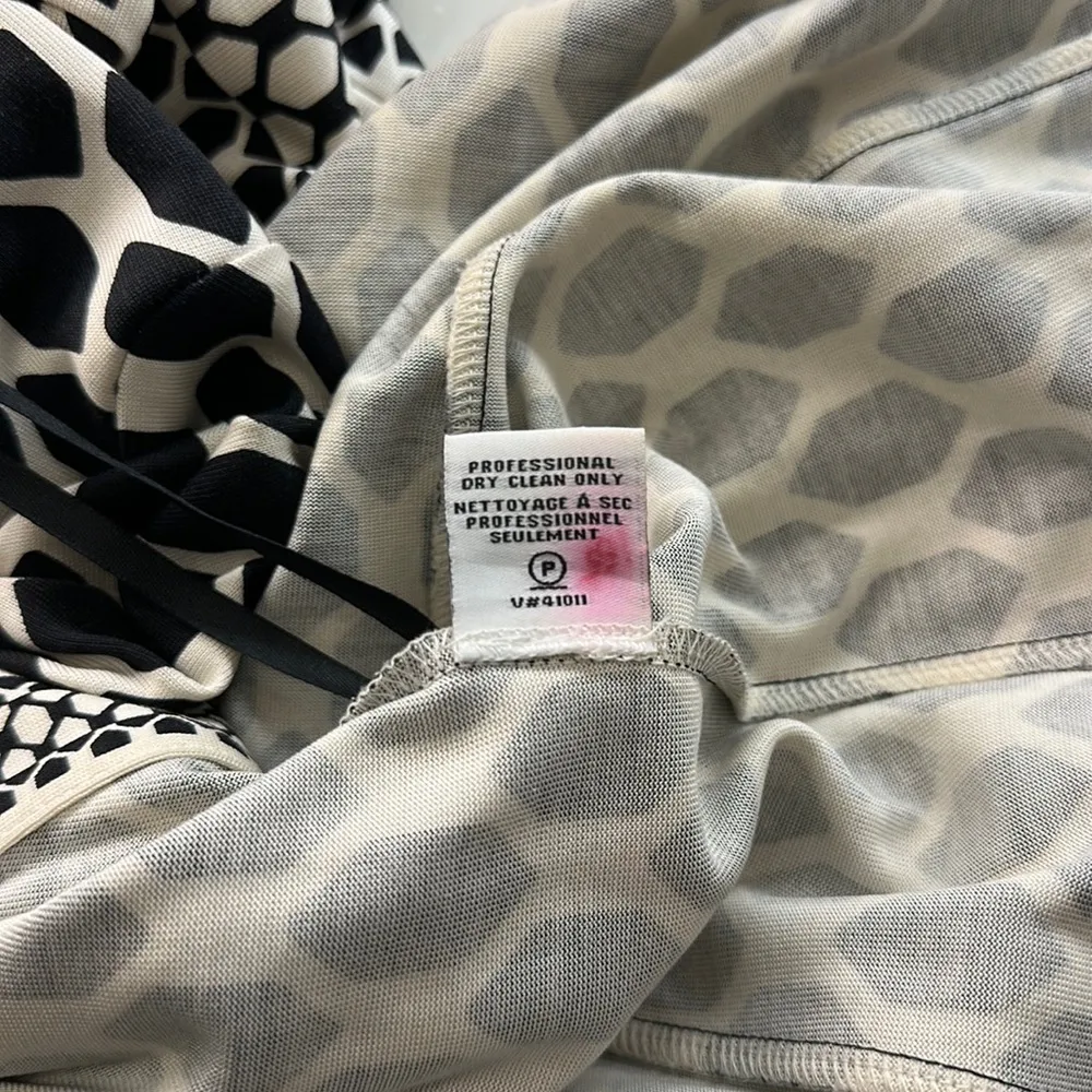 Tallulah Silk Wrap Black & White Geometric Dress - Image 6