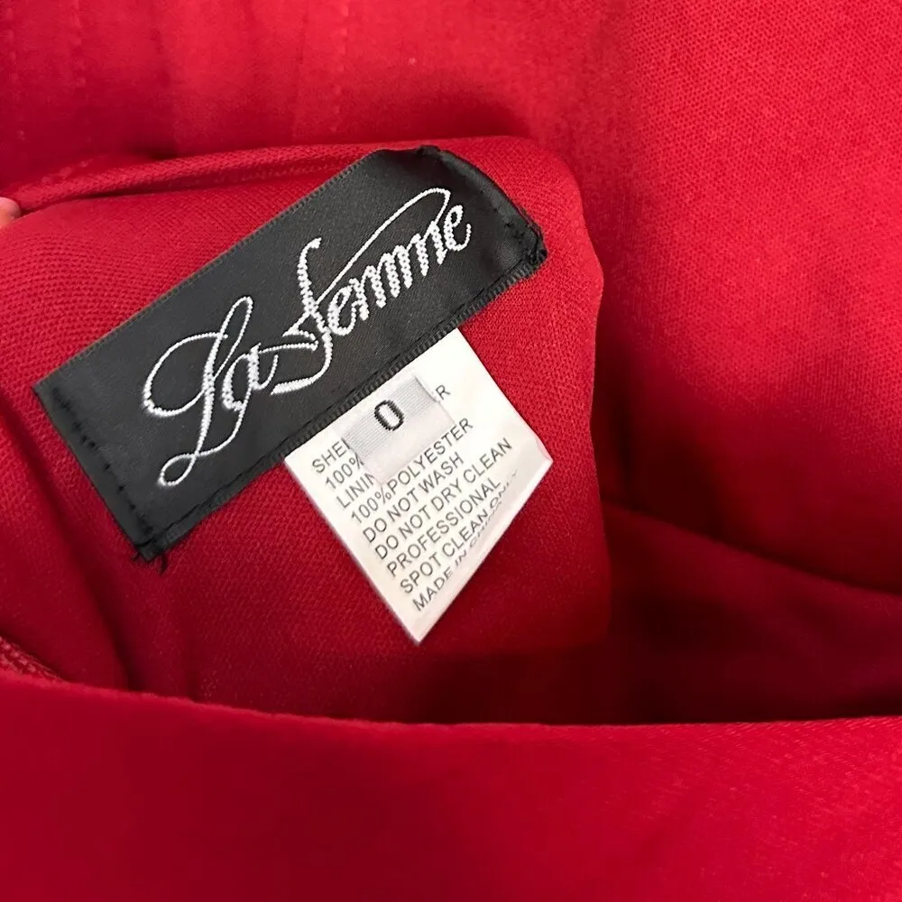 LA FEMME Ruched Jersey Trumpet Gown in Deep Red Size US 0 - Image 5