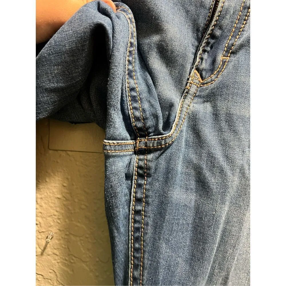 Express Stretch Barely Boot Mid Rise Jeans Woman’s Size 18R Frayed Bottoms - Image 5