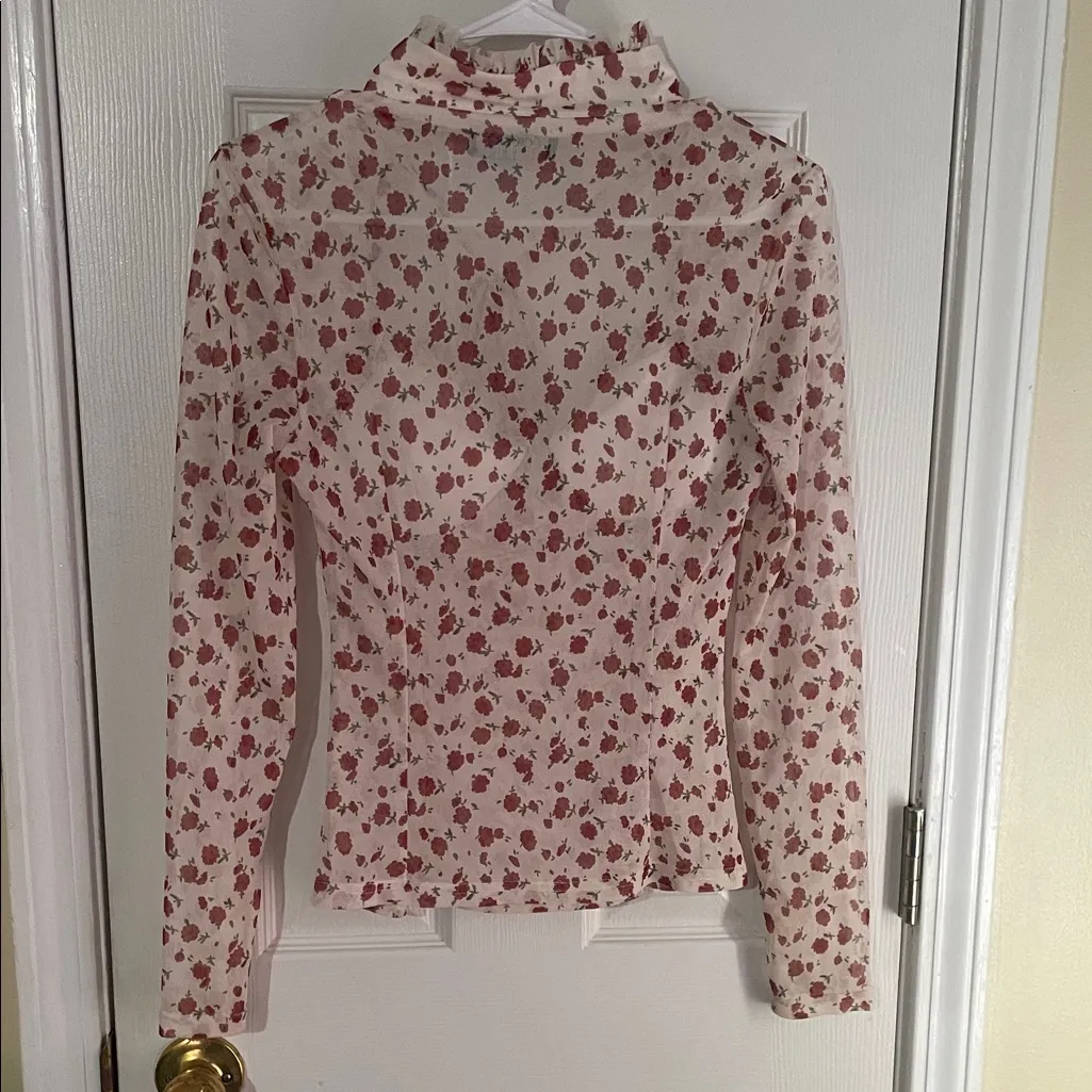 Cider Coquette Floral Sweetheart Mesh Blouse - Image 3