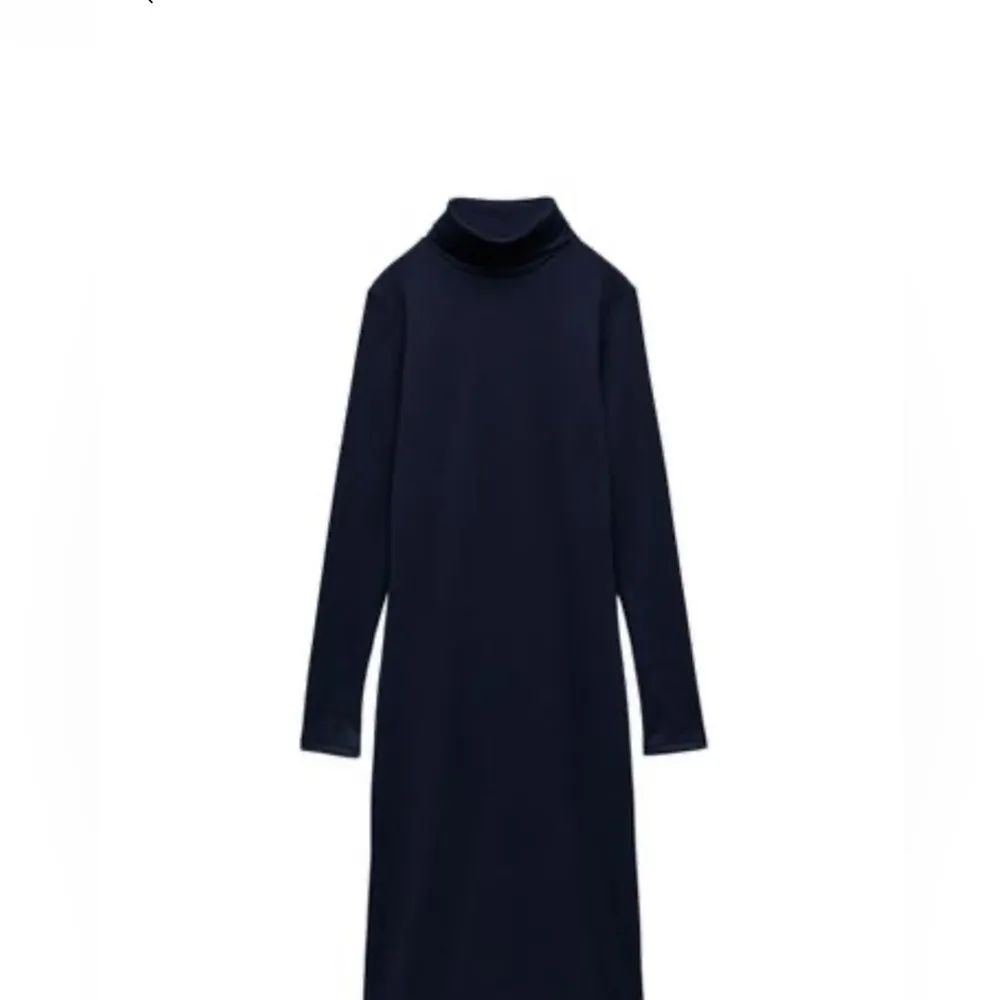 Elegant Navy Blue Turtleneck Dress - Image 2