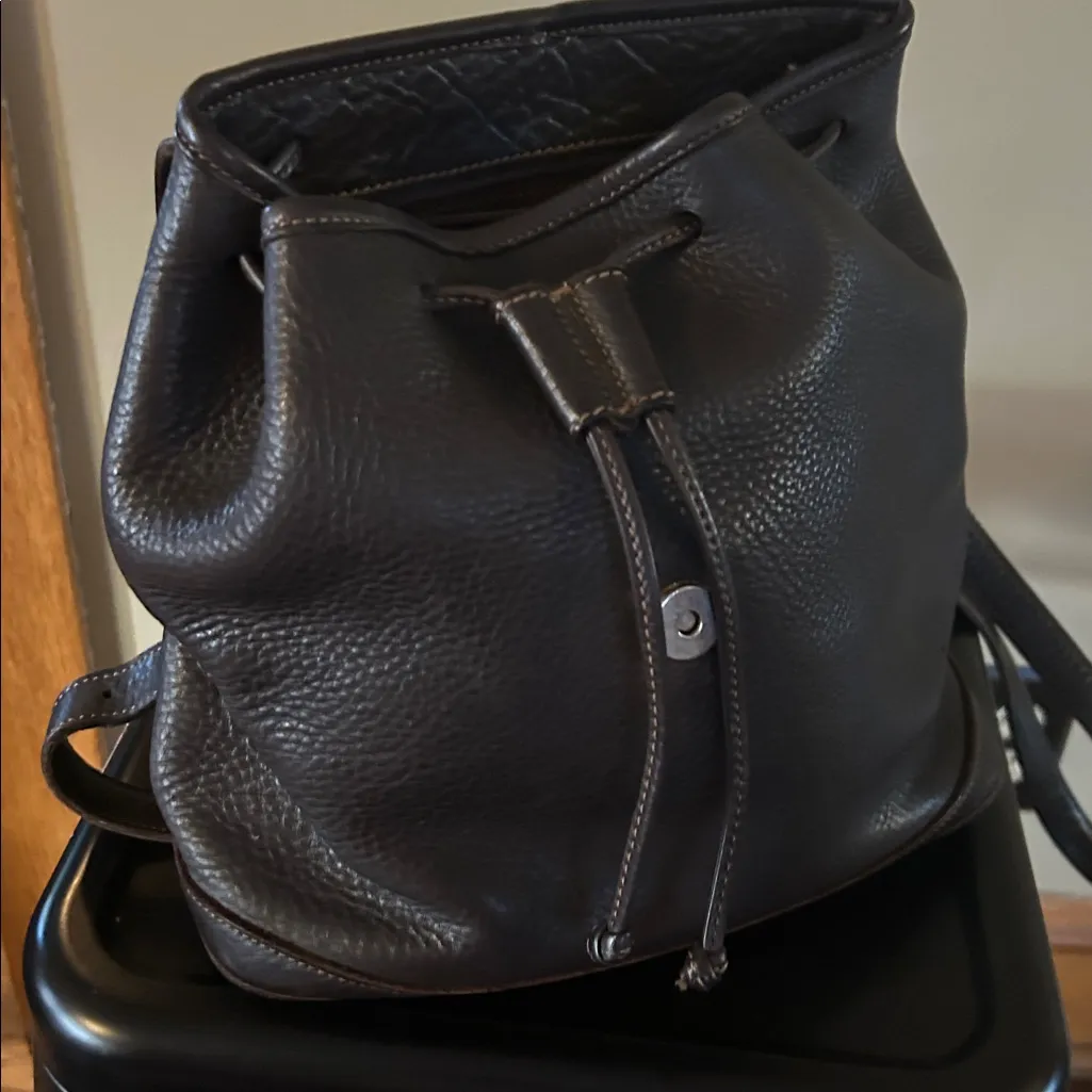 COACH Bleecker Backpack Purse Dark Brown Leather Drawstring Vintage coach Bag - Image 6