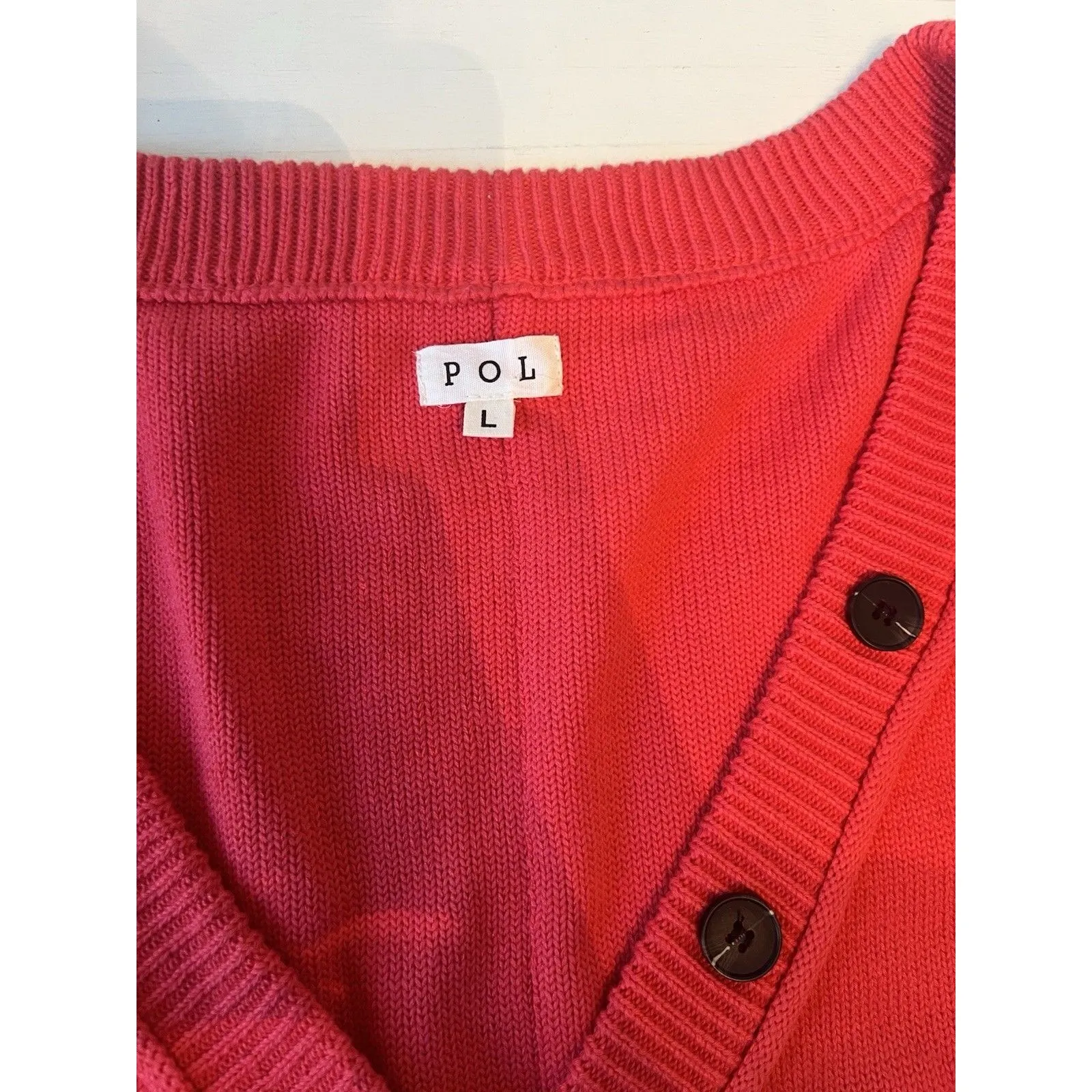 POL Womans M Button Front Cardigan  Sweater Slouchy Boxy Oversized Ballon Sleeve - Image 2