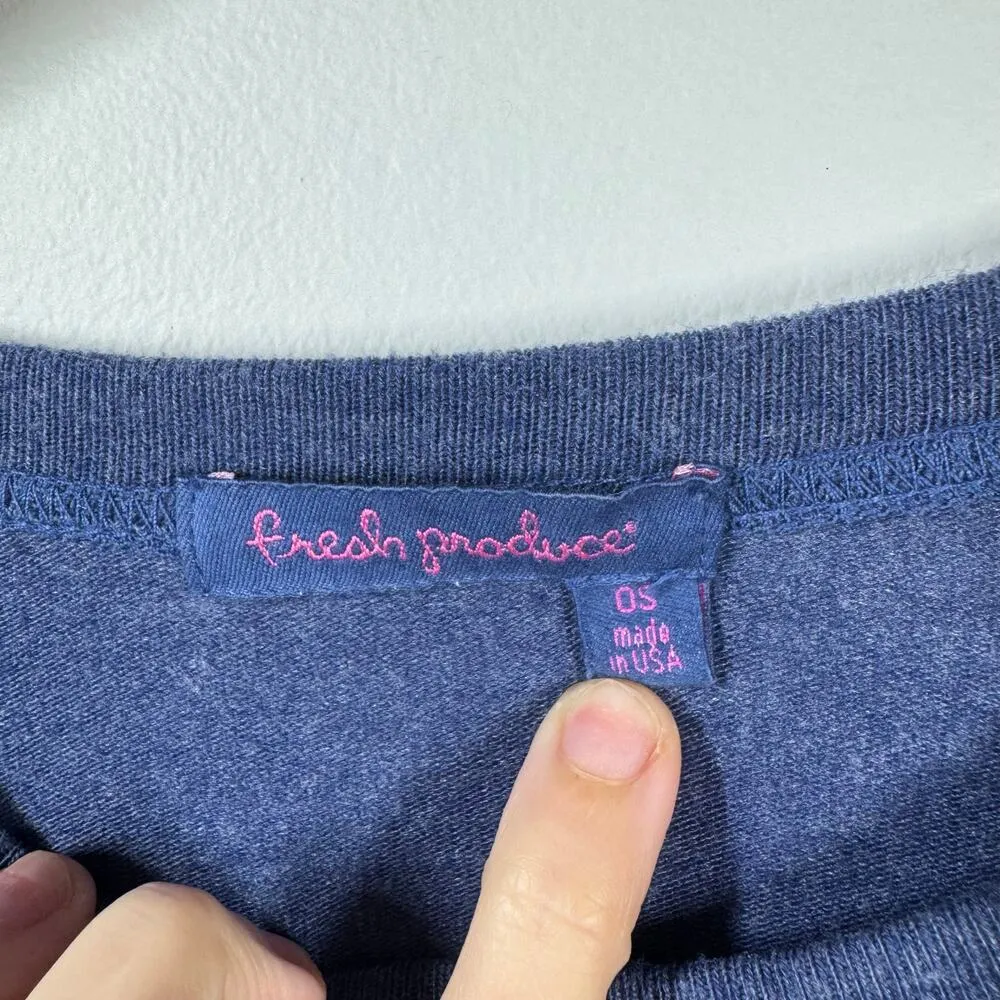 Fresh Produce Woman OS Raglan Scoop Blue Boxy Pullover Oversized Lagenlook USA - Image 4