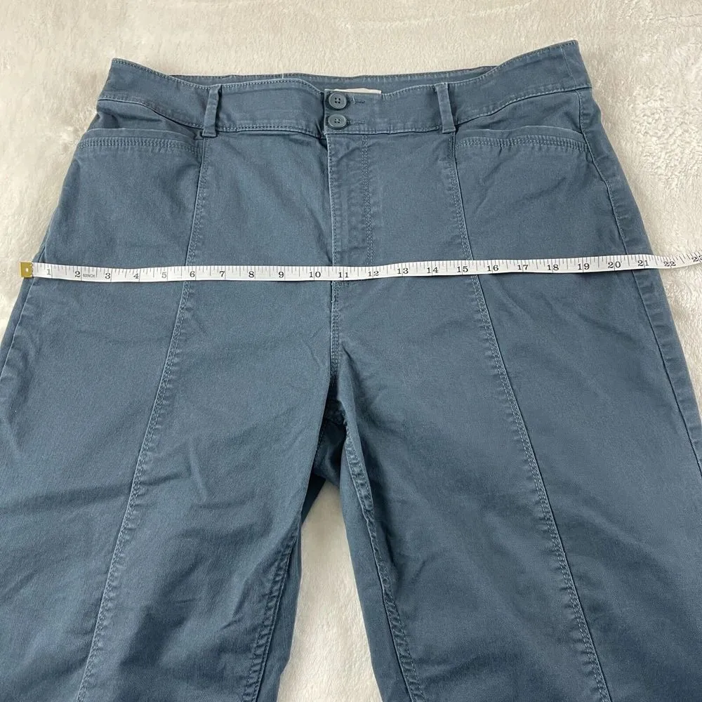 Loft Outlet High Rise Straight Leg Pants Womens 14 Blue Front Seam Stretch SHORT - Image 8