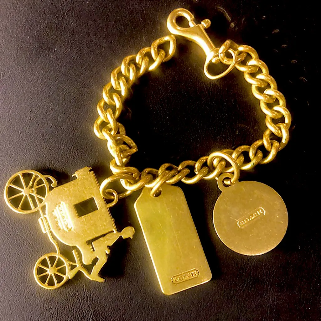 COACH Brass Horse and Carriage Three Charm Bracelet & Keychain Vintage Authentic - Image 15