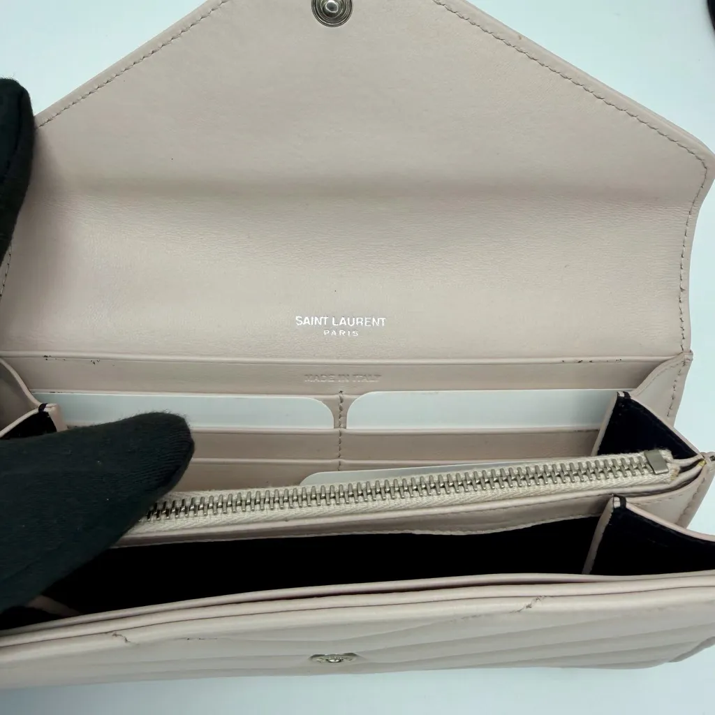 Yves Saint Laurent YSL Cassandre Metalasse Crème Quilted Wallet on Chain Crossbody - Image 10