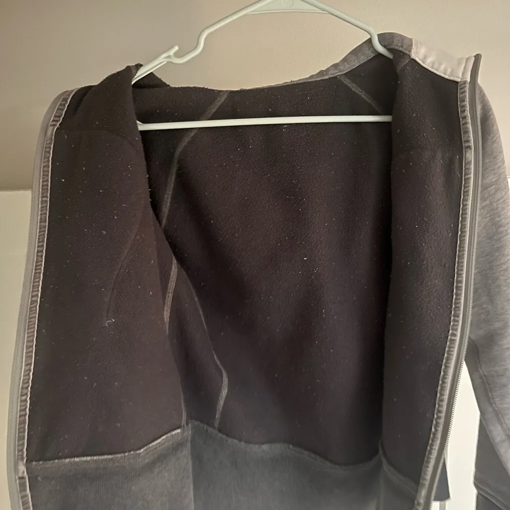 Gray and White Zip-Up Hoodie - Image 3