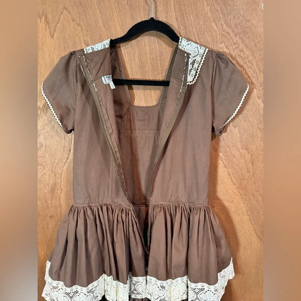 Kate Schorer Vintage 60s 70s Brown Polka Dot Swing Dress Kate Schorer Western M Size M - Image 8