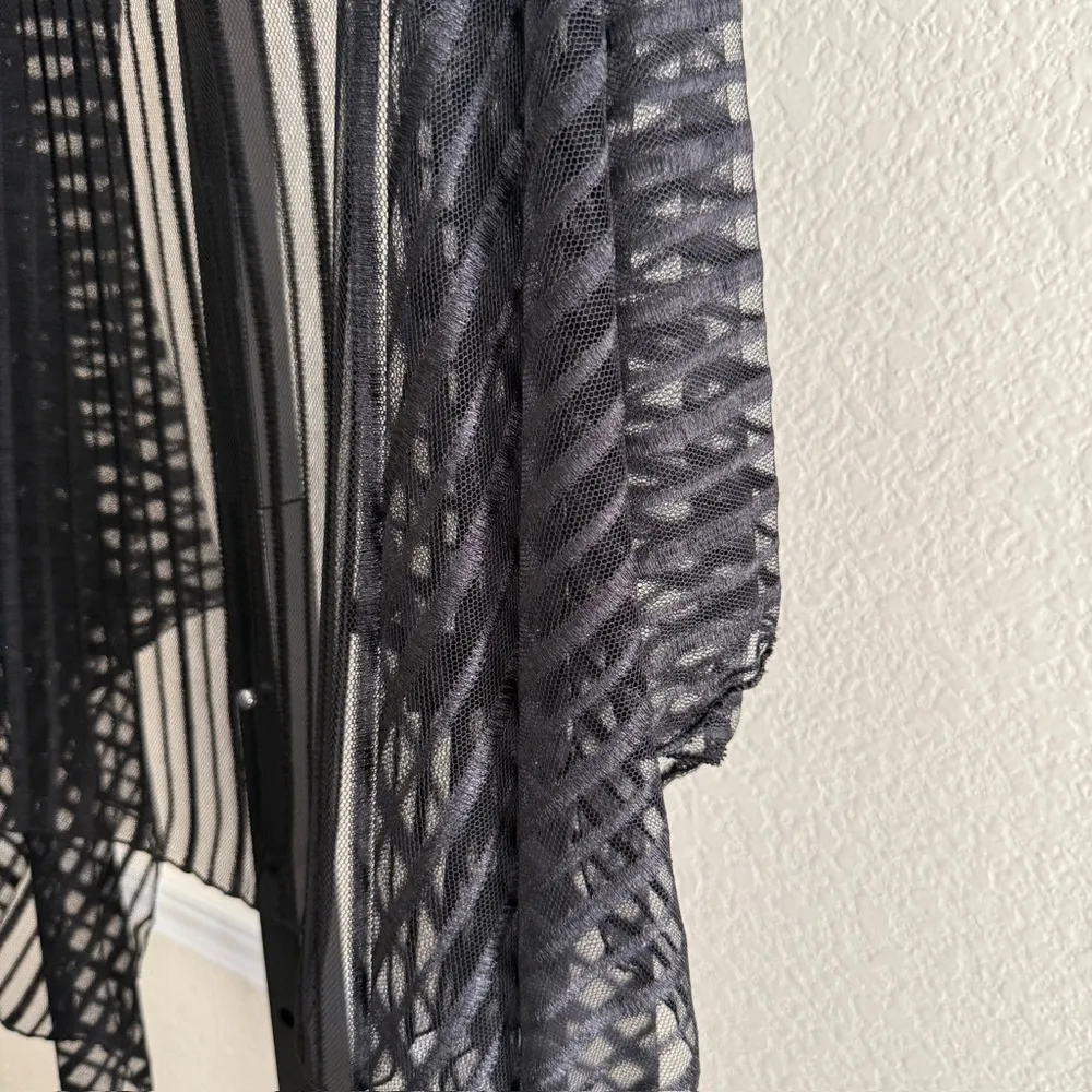 Black Office Sheer Vest Long Drape Layering Piece OS Boho Statement Lightweight Size XL - Image 7