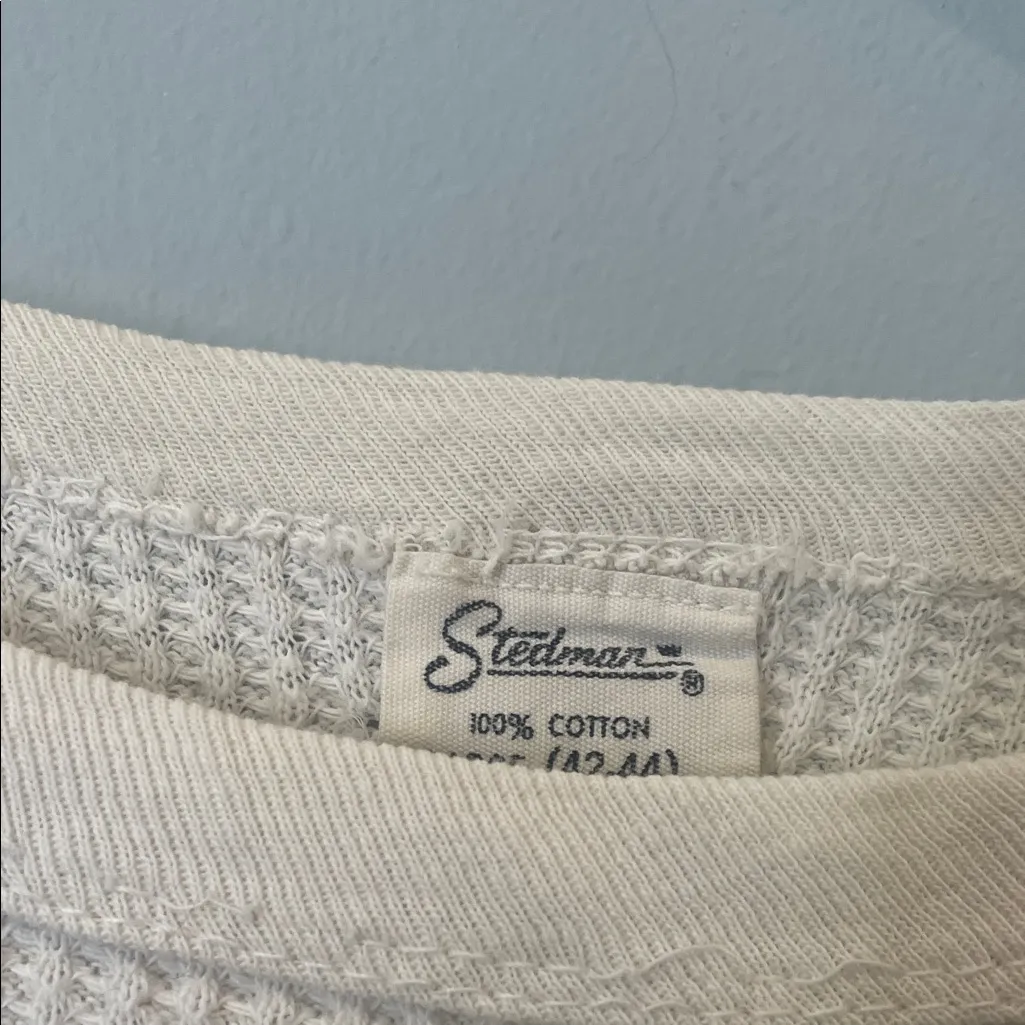 Beige Long Sleeve Waffle thermal Top vintage Size L - Image 2