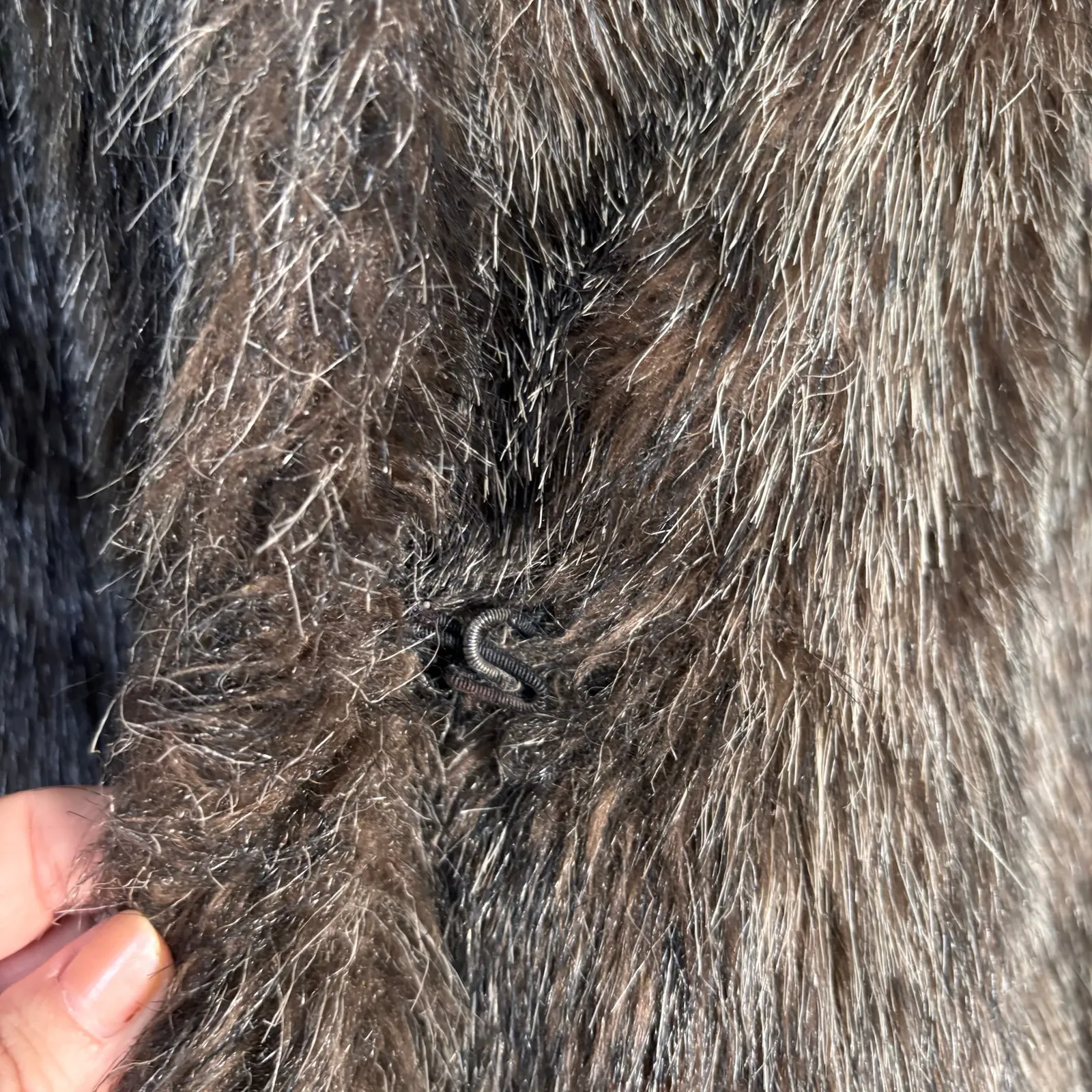 Vintage Furrina Faux Fur Long Coat Brown Gray USA Made Elegant Classic Outerwear Size M - Image 12