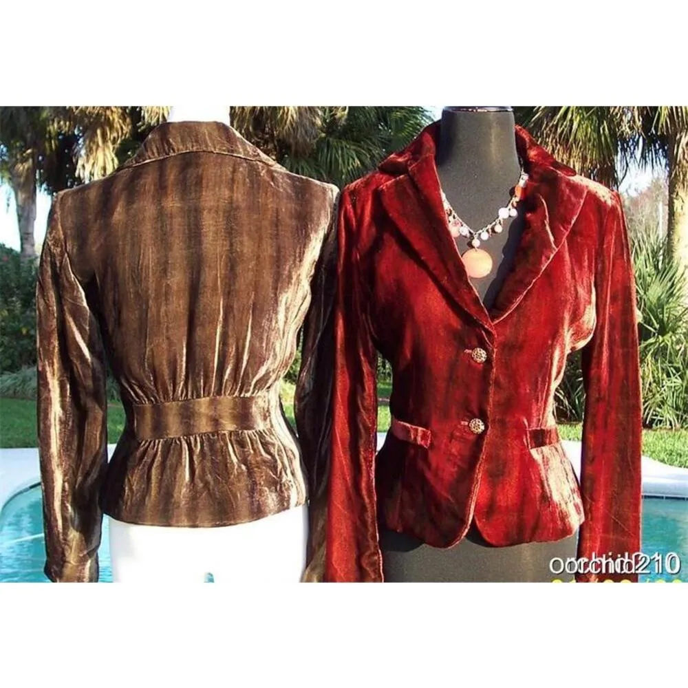 Cache Expresso Velvet Dip-Dye Jacket Coat Top New Lined Brown Black $178 NWT - Image 6