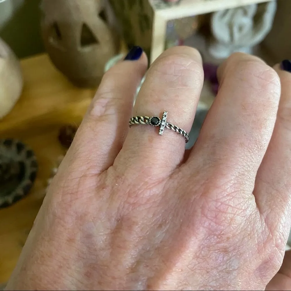 Chain Link CZ Adjustable Minimalist Ring Silver - Image 10