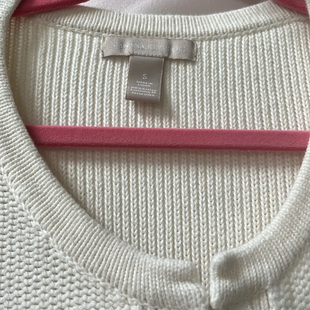 Banana Republic | Cream Knit Cardigan with Gold Button Accents Small - Image 2