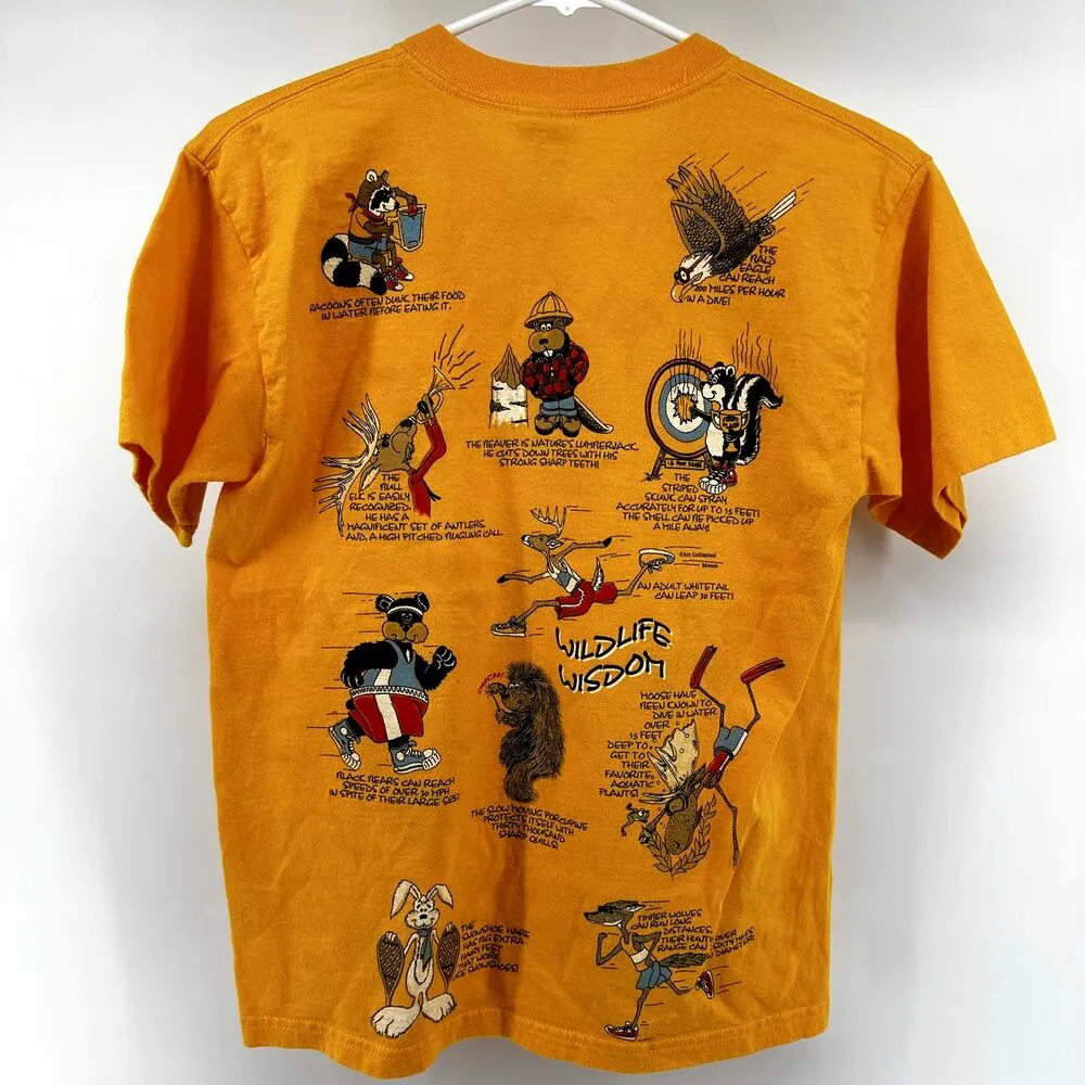 Gildan Mesun Wildlife Wisdom T-Shirt Top Crew Neck Animals Graphic Yellow Medium - Image 4
