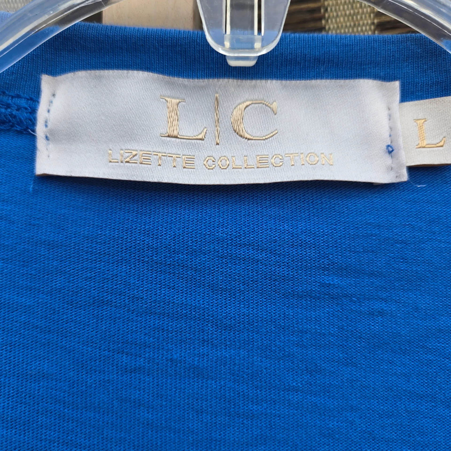 Lizette Collection Evil Eye Tee in royal blue with pearls and rhinestones L Size L - Image 4