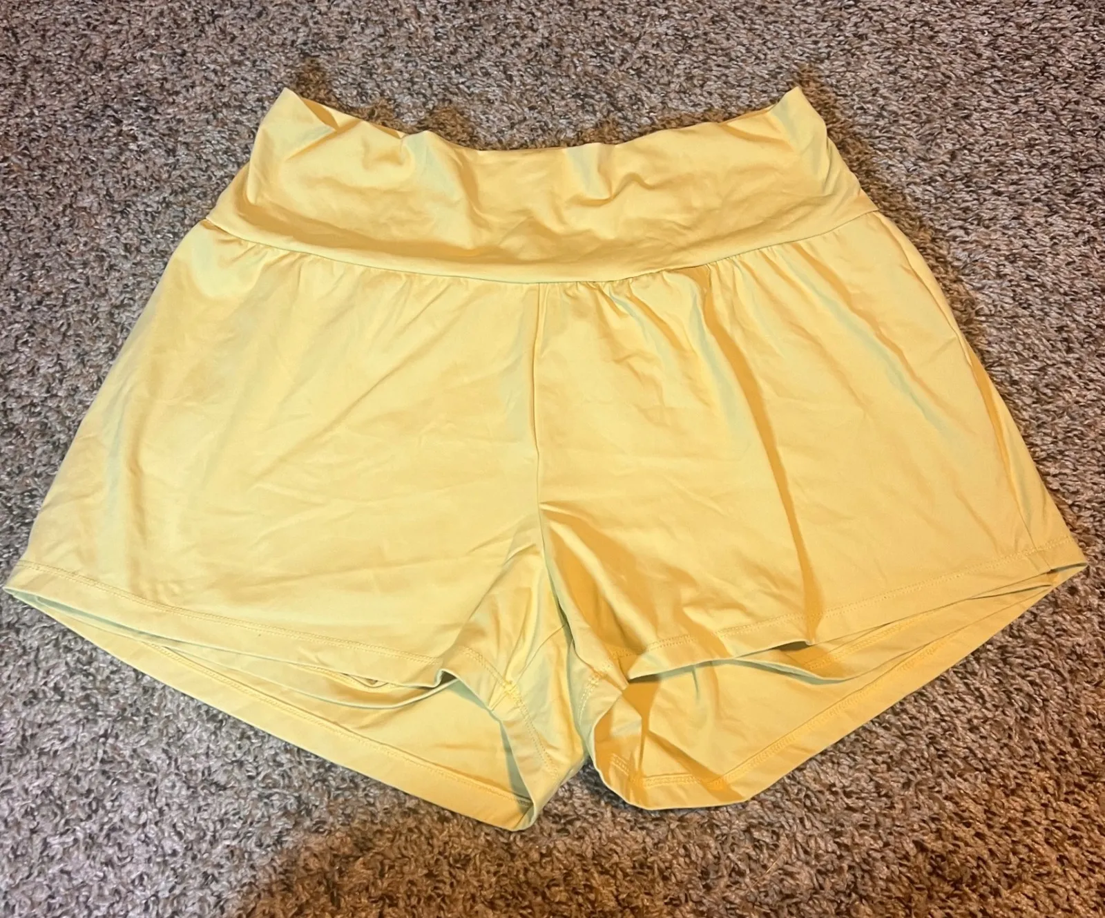 Halara XL Athletic Shorts Yellow High Waisted Running Workout Shorts - Image 1