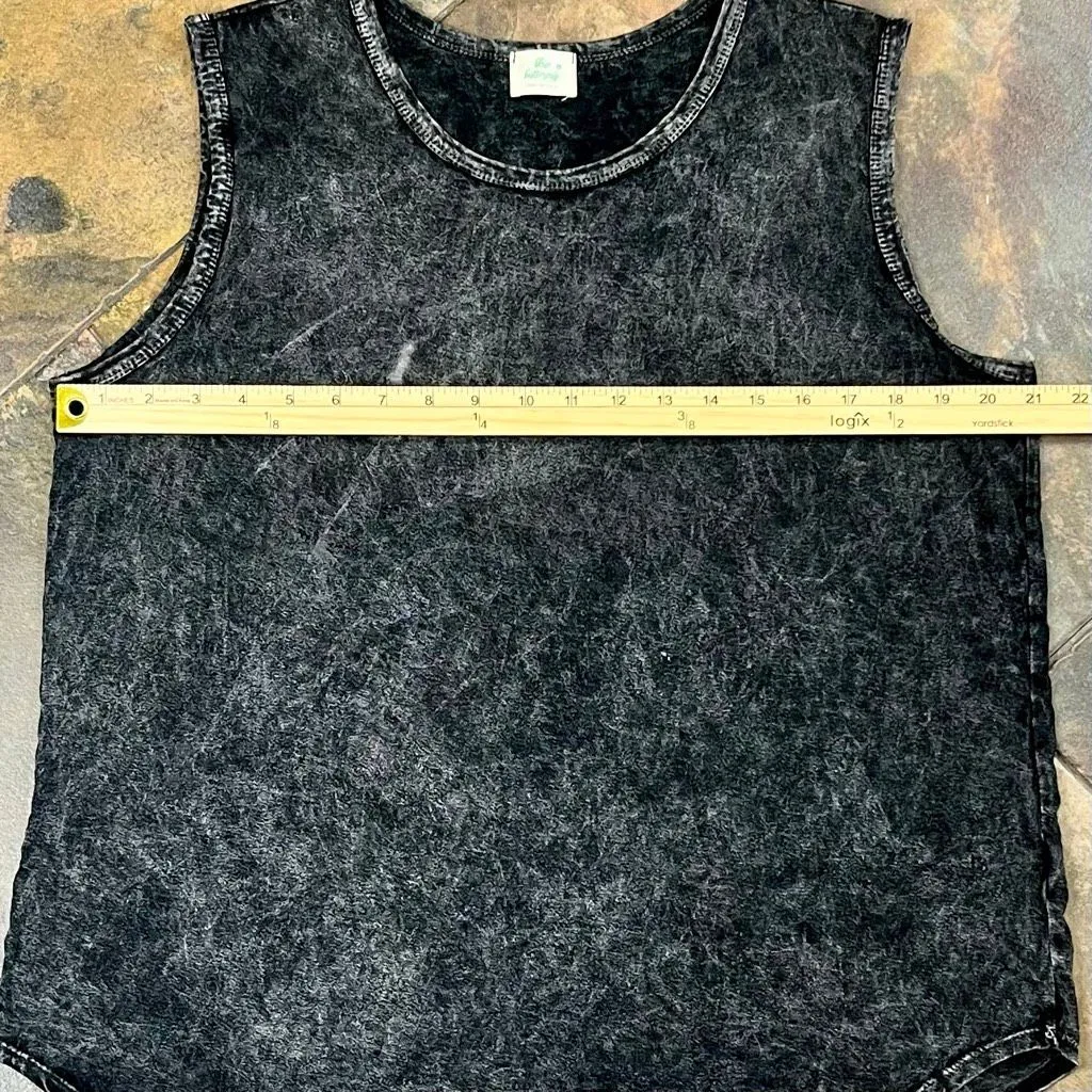 Blue Buttercup Black Vintage Look Mineral Washed Sleeveless Tank Top Medium - Image 4