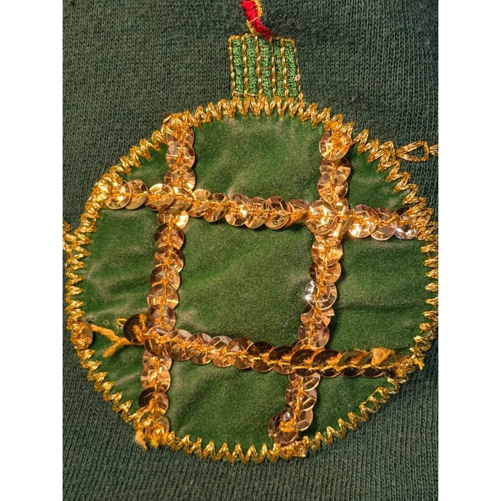 VTG Bobbie Brooks Women Large 12/14 Holiday Ugly Sweatshirt Embroidery Ornaments Green Size undefined - Image 6