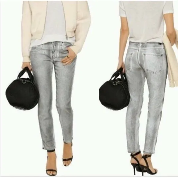 Vince Size 26 Jeans Relaxed Rolled Dark Grey Foil Denim DV146A-2156 Mid Rise - Image 2