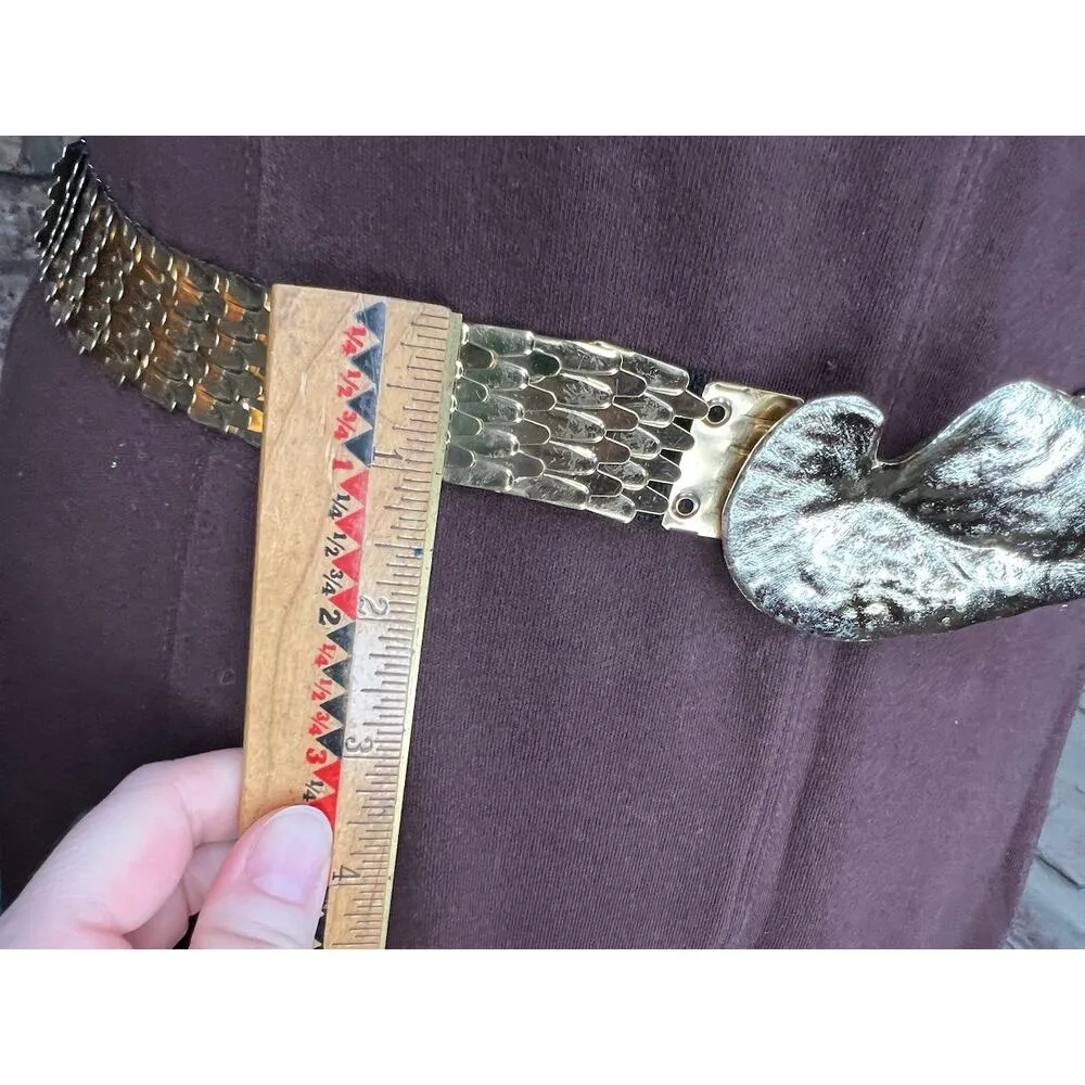 belt fish scale leaf buckle gold elastic - Image 4