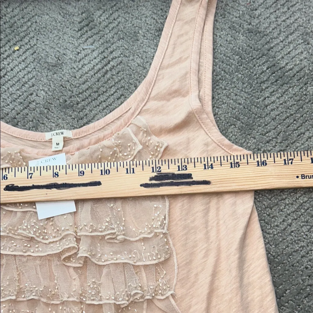 J.Crew Beaded Ruffle Tank Top Blush Pink Size M - Image 8