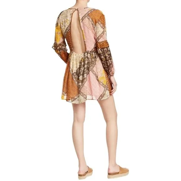 NWT Raga Dress Jenya Retro Patchwork Mini Brown Multi Size XS NEW Boho Bohemian - Image 5