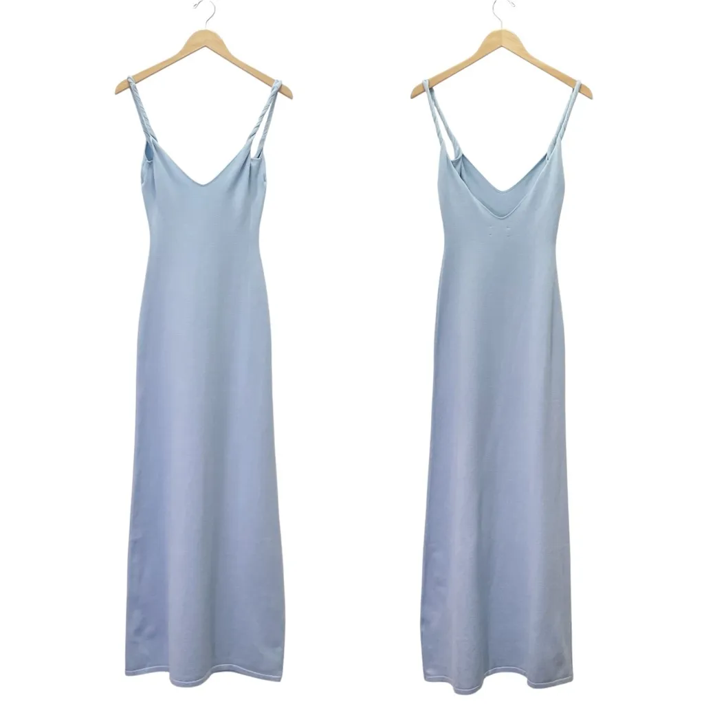 NWT PepperMayo Anastasia Maxi Dress Blue Low Back Twisted Strap Knit Size S/M - Image 13