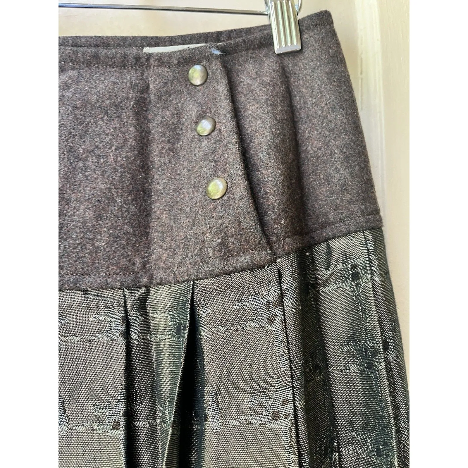 Italian Grunge Dark Fairy Aline Skirt Wool Blend Steampunk grunge metallic S - Image 5
