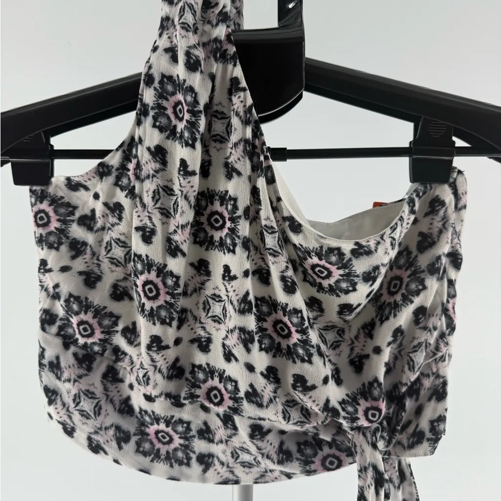 Vintage Havana One Shoulder Cropped Top Ivory Kaleidosccope Print Size Medium - Image 2