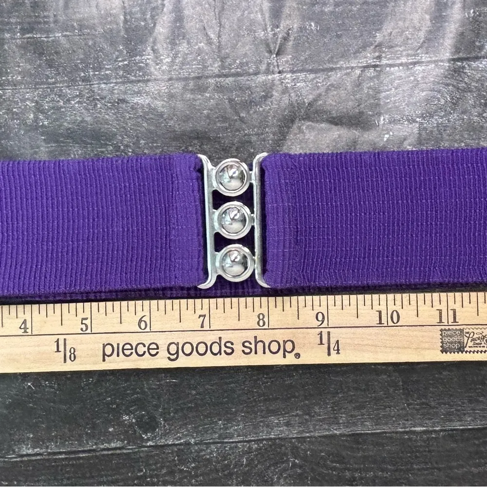 Malco Modes Women’s 80s Purple Stretch Belt Disco Era Medium - Image 3