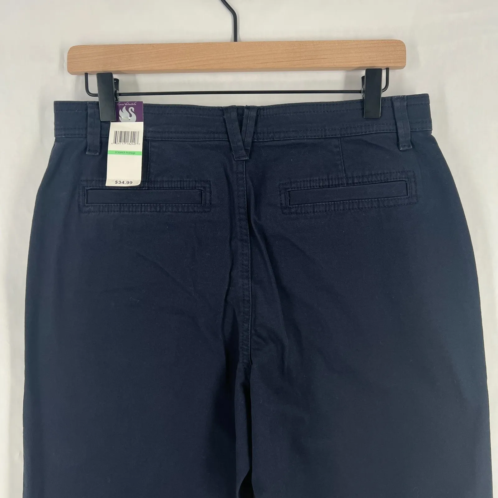 Gloria Vanderbilt Ankle Pants Womens 8 Navy Blue Cotton Stretch Straight Leg - Image 8